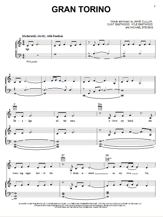 Download Jamie Cullum Gran Torino Sheet Music and learn how to play Piano, Vocal & Guitar (Right-Hand Melody) PDF digital score in minutes