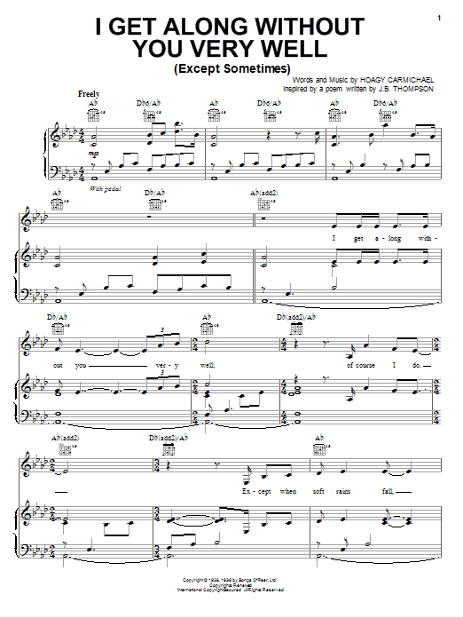 Download Jamie Cullum I Get Along Without You Very Well (Except Sometimes) Sheet Music and learn how to play Piano, Vocal & Guitar Chords (Right-Hand Melody) PDF digital score in minutes