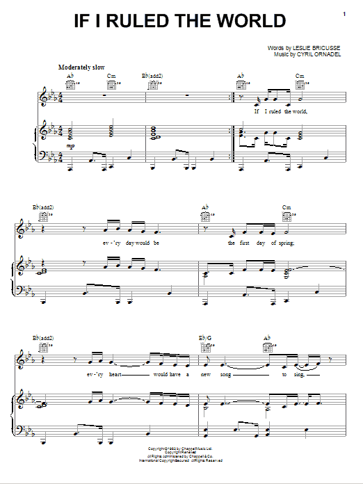 Download Jamie Cullum If I Ruled The World Sheet Music and learn how to play Piano, Vocal & Guitar (Right-Hand Melody) PDF digital score in minutes