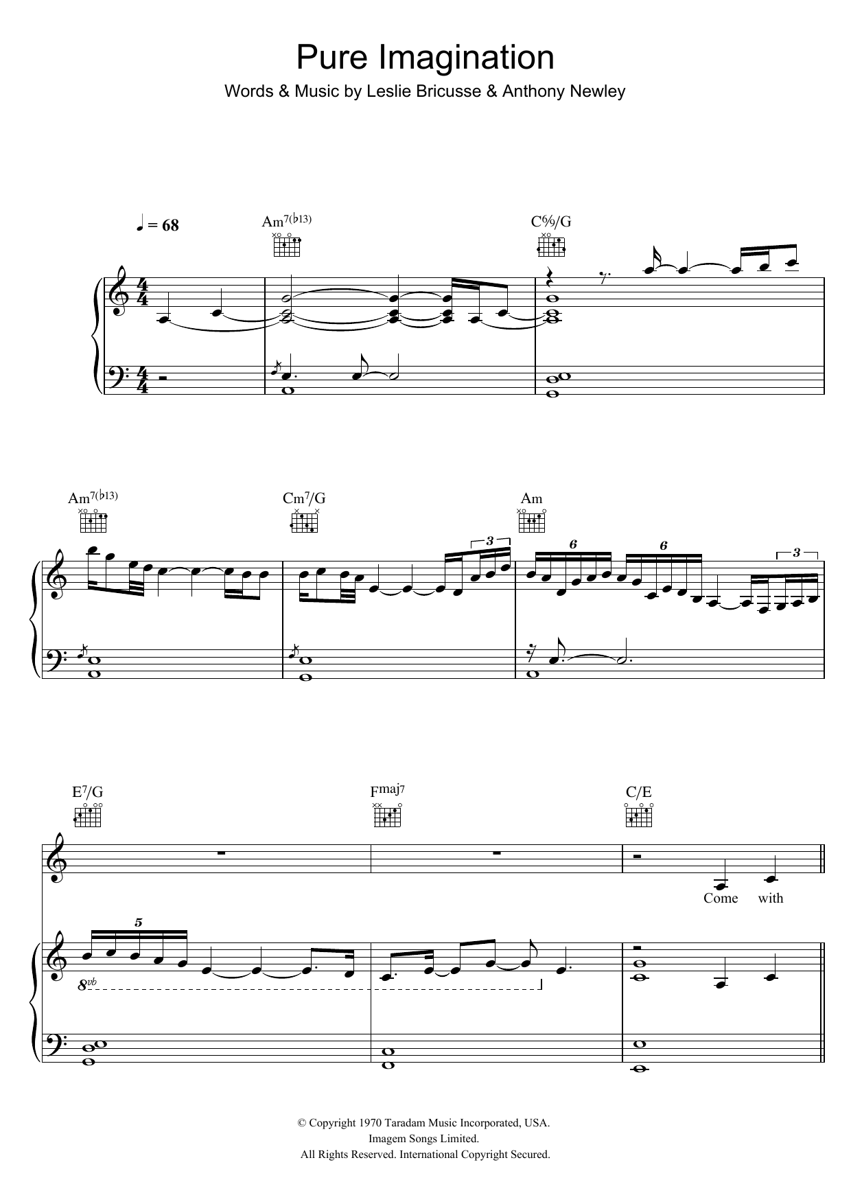 Download Jamie Cullum Pure Imagination (from Willy Wonka & The Chocolate Factory) Sheet Music and learn how to play Piano, Vocal & Guitar (Right-Hand Melody) PDF digital score in minutes