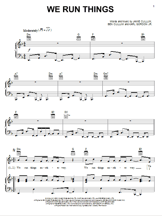 Download Jamie Cullum We Run Things Sheet Music and learn how to play Piano, Vocal & Guitar (Right-Hand Melody) PDF digital score in minutes