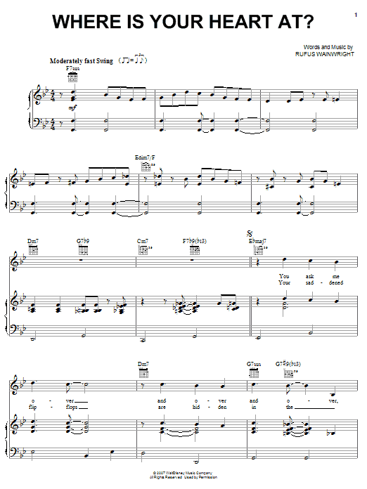 Download Jamie Cullum Where Is Your Heart At? Sheet Music and learn how to play Piano, Vocal & Guitar (Right-Hand Melody) PDF digital score in minutes