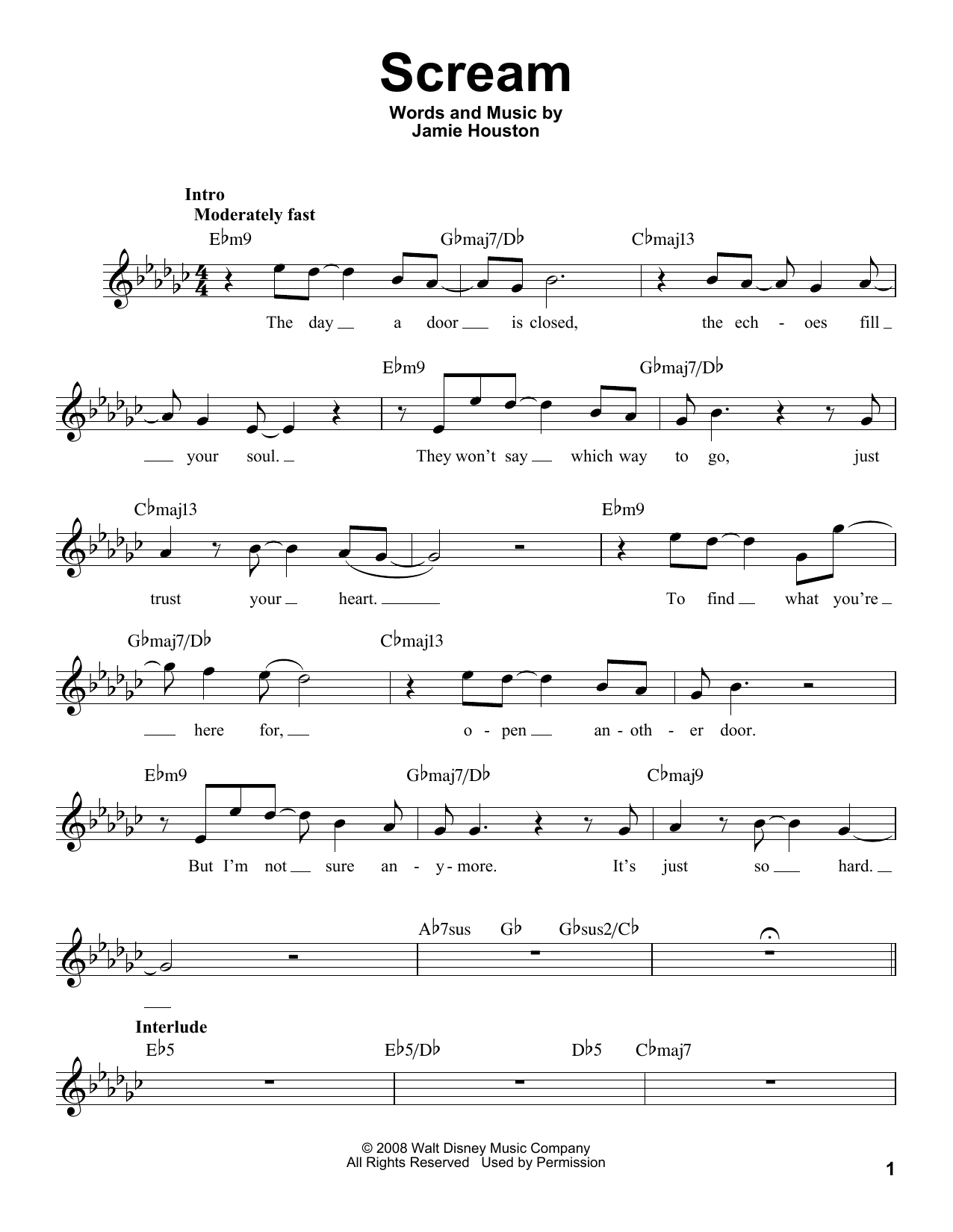Download Jamie Houston Scream Sheet Music and learn how to play Voice PDF digital score in minutes