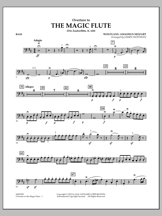 Download Jamin Hoffman Overture to The Magic Flute - Bass Sheet Music and learn how to play Orchestra PDF digital score in minutes