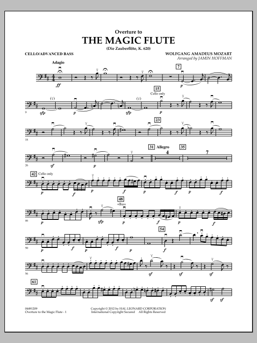 Download Jamin Hoffman Overture to The Magic Flute - Cello/Bass Sheet Music and learn how to play Orchestra PDF digital score in minutes