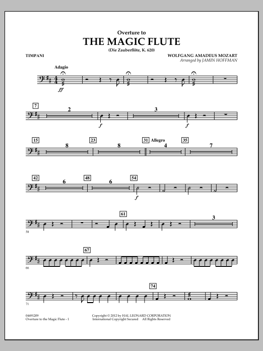 Download Jamin Hoffman Overture to The Magic Flute - Timpani Sheet Music and learn how to play Orchestra PDF digital score in minutes