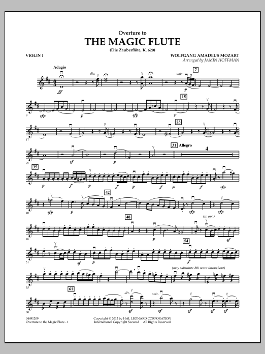 Download Jamin Hoffman Overture to The Magic Flute - Violin 1 Sheet Music and learn how to play Orchestra PDF digital score in minutes