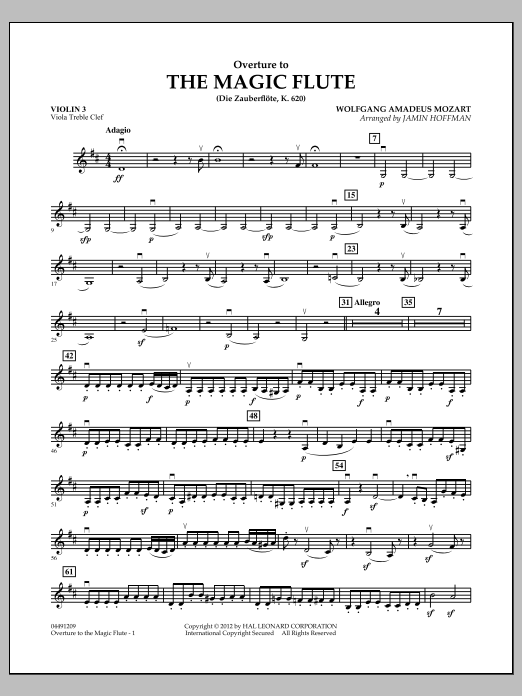 Download Jamin Hoffman Overture to The Magic Flute - Violin 3 (Viola Treble Clef) Sheet Music and learn how to play Orchestra PDF digital score in minutes