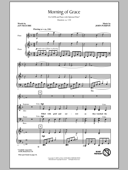 Download Jan McGuire Morning Of Grace Sheet Music and learn how to play SATB Choir PDF digital score in minutes