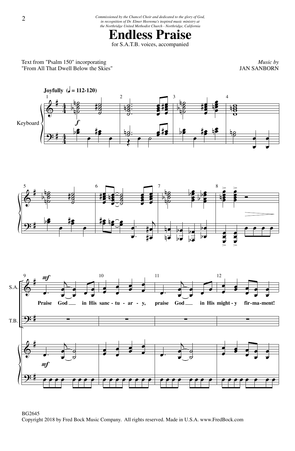 Download Jan Sanborn Endless Praise Sheet Music and learn how to play SATB Choir PDF digital score in minutes