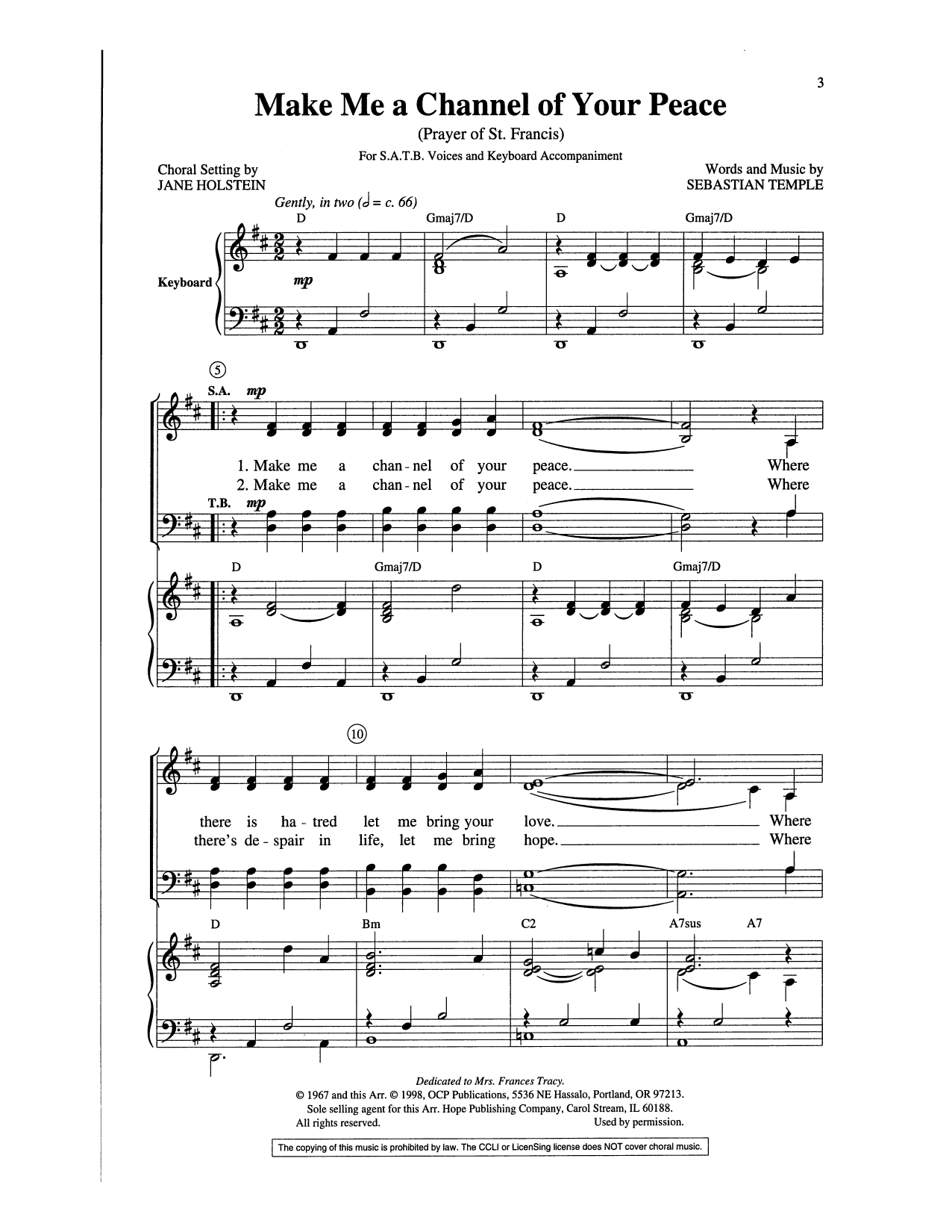 Download Jane Holstein Make Me A Channel Of Your Peace Sheet Music and learn how to play SATB Choir PDF digital score in minutes