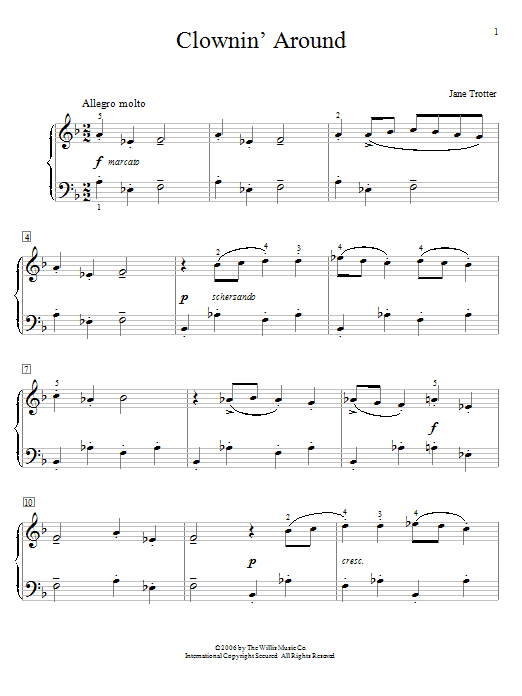 Download Jane Trotter Clownin' Around Sheet Music and learn how to play Easy Piano PDF digital score in minutes