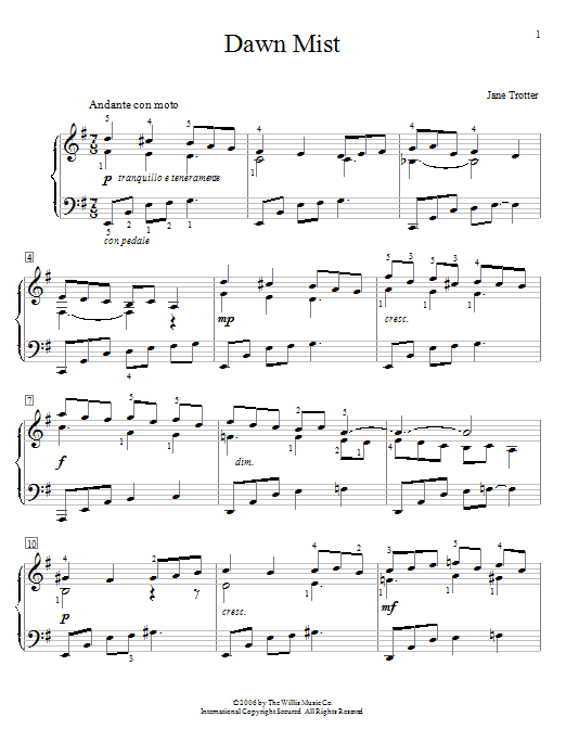 Download Jane Trotter Dawn Mist Sheet Music and learn how to play Easy Piano PDF digital score in minutes