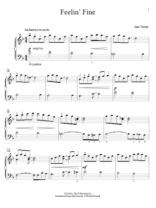 Download Jane Trotter Feelin' Fine Sheet Music and learn how to play Easy Piano PDF digital score in minutes