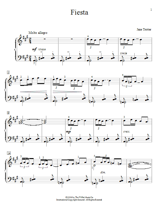 Download Jane Trotter Fiesta Sheet Music and learn how to play Easy Piano PDF digital score in minutes