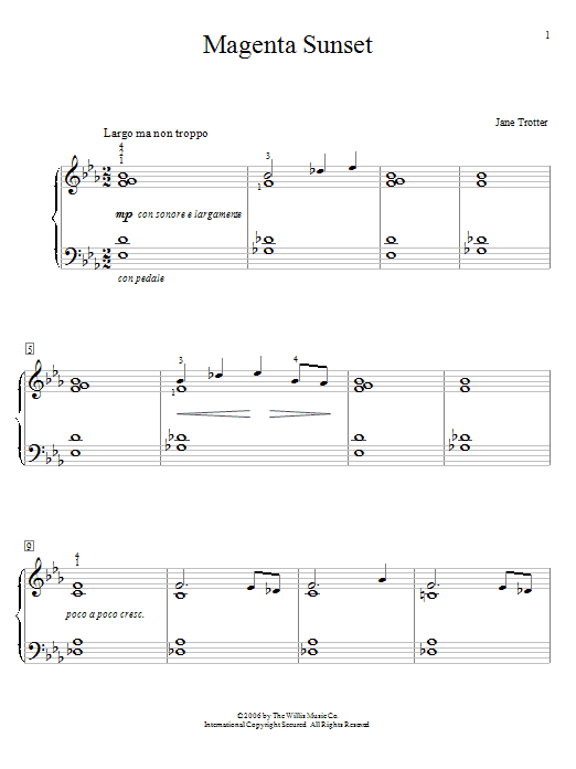 Download Jane Trotter Magenta Sunset Sheet Music and learn how to play Easy Piano PDF digital score in minutes