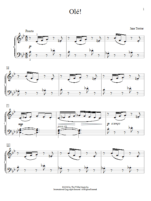 Download Jane Trotter Ole! Sheet Music and learn how to play Easy Piano PDF digital score in minutes