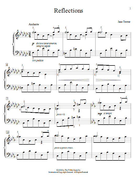 Download Jane Trotter Reflections Sheet Music and learn how to play Easy Piano PDF digital score in minutes
