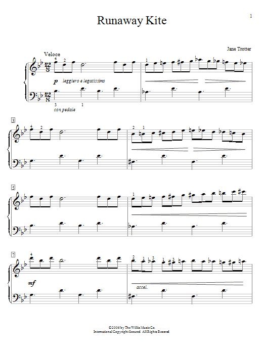Download Jane Trotter Runaway Kite Sheet Music and learn how to play Easy Piano PDF digital score in minutes