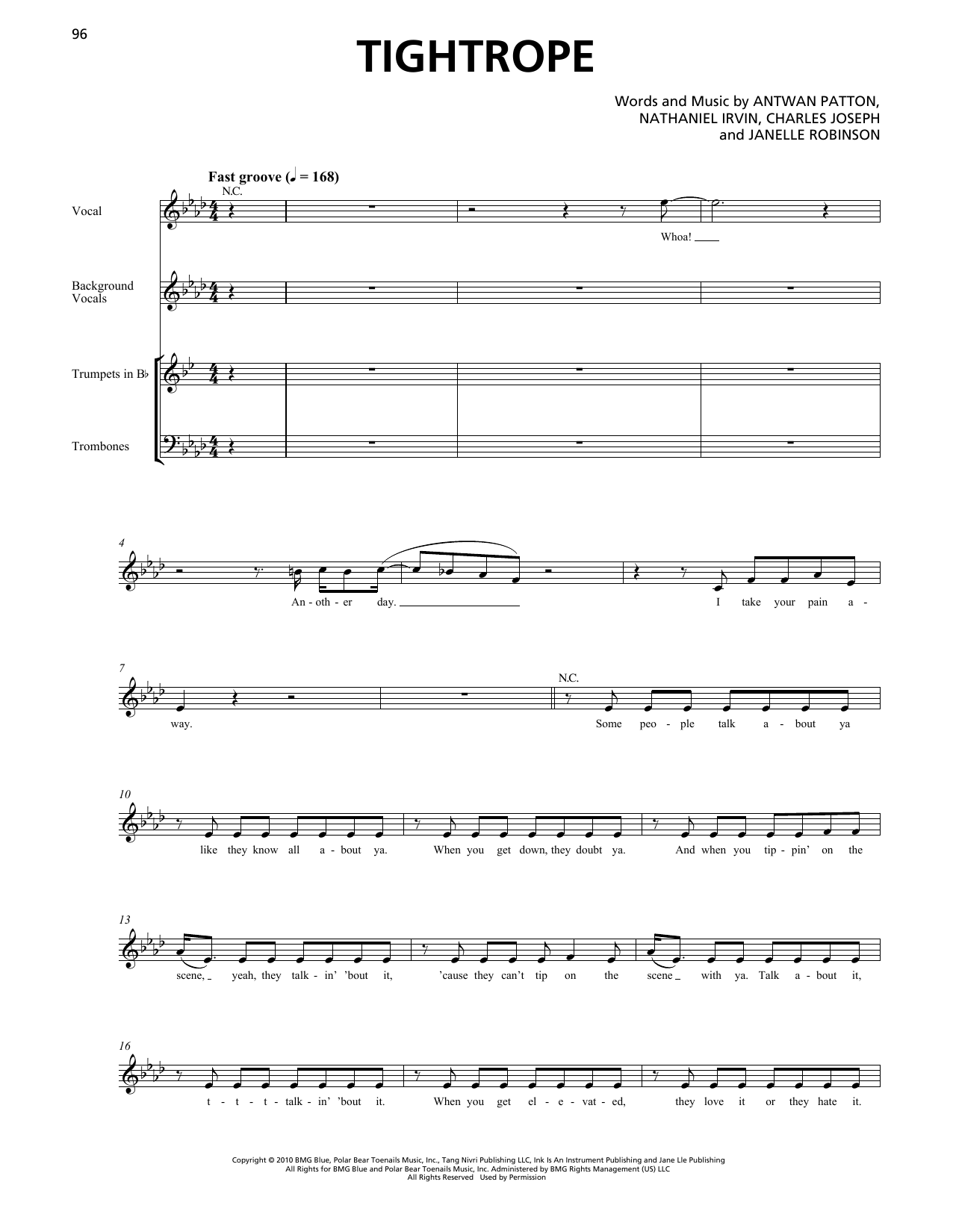 Download Janelle Monáe Tightrope (Horn Section) Sheet Music and learn how to play Transcribed Score PDF digital score in minutes