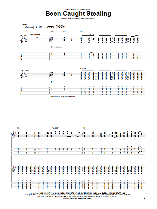 Download Jane's Addiction Been Caught Stealing Sheet Music and learn how to play Drums Transcription PDF digital score in minutes