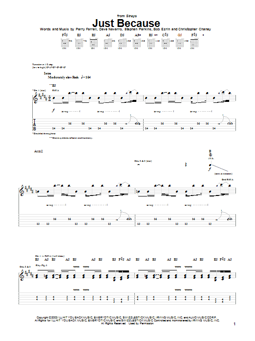 Download Jane's Addiction Just Because Sheet Music and learn how to play Lead Sheet / Fake Book PDF digital score in minutes