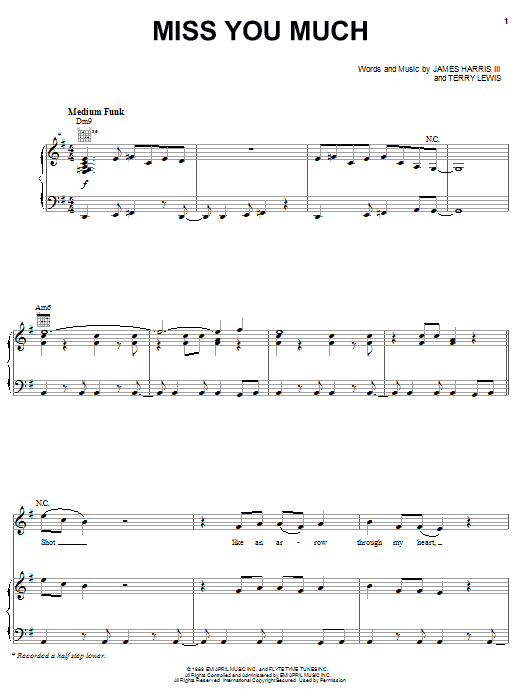Download Janet Jackson Miss You Much Sheet Music and learn how to play Piano, Vocal & Guitar (Right-Hand Melody) PDF digital score in minutes