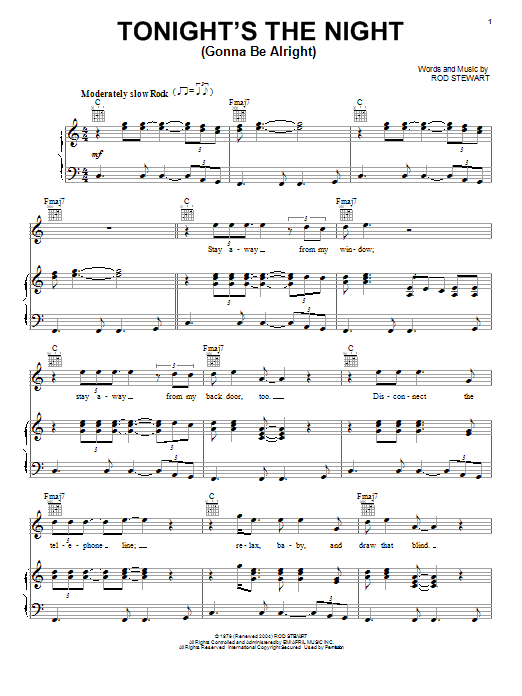 Download Janet Jackson Tonight's The Night (Gonna Be Alright) Sheet Music and learn how to play Piano, Vocal & Guitar (Right-Hand Melody) PDF digital score in minutes