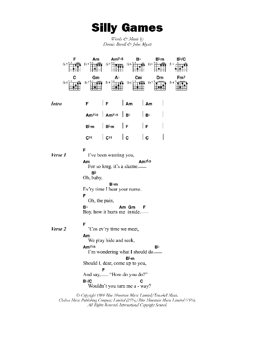 Download Janet Kay Silly Games Sheet Music and learn how to play Lyrics & Chords PDF digital score in minutes