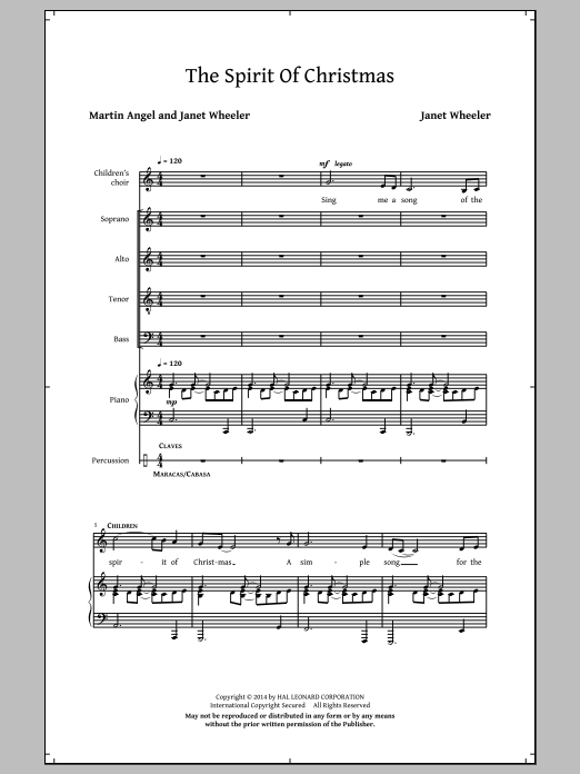Download Janet Wheeler The Spirit Of Christmas Sheet Music and learn how to play SATB PDF digital score in minutes