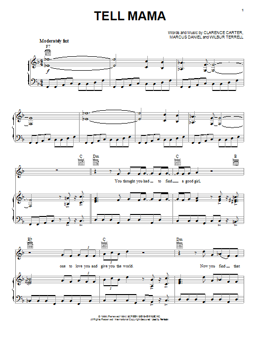 Download Etta James Tell Mama Sheet Music and learn how to play Piano, Vocal & Guitar (Right-Hand Melody) PDF digital score in minutes