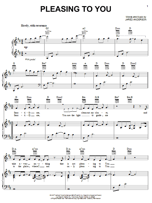 Download Jared Anderson Pleasing To You Sheet Music and learn how to play Piano, Vocal & Guitar (Right-Hand Melody) PDF digital score in minutes