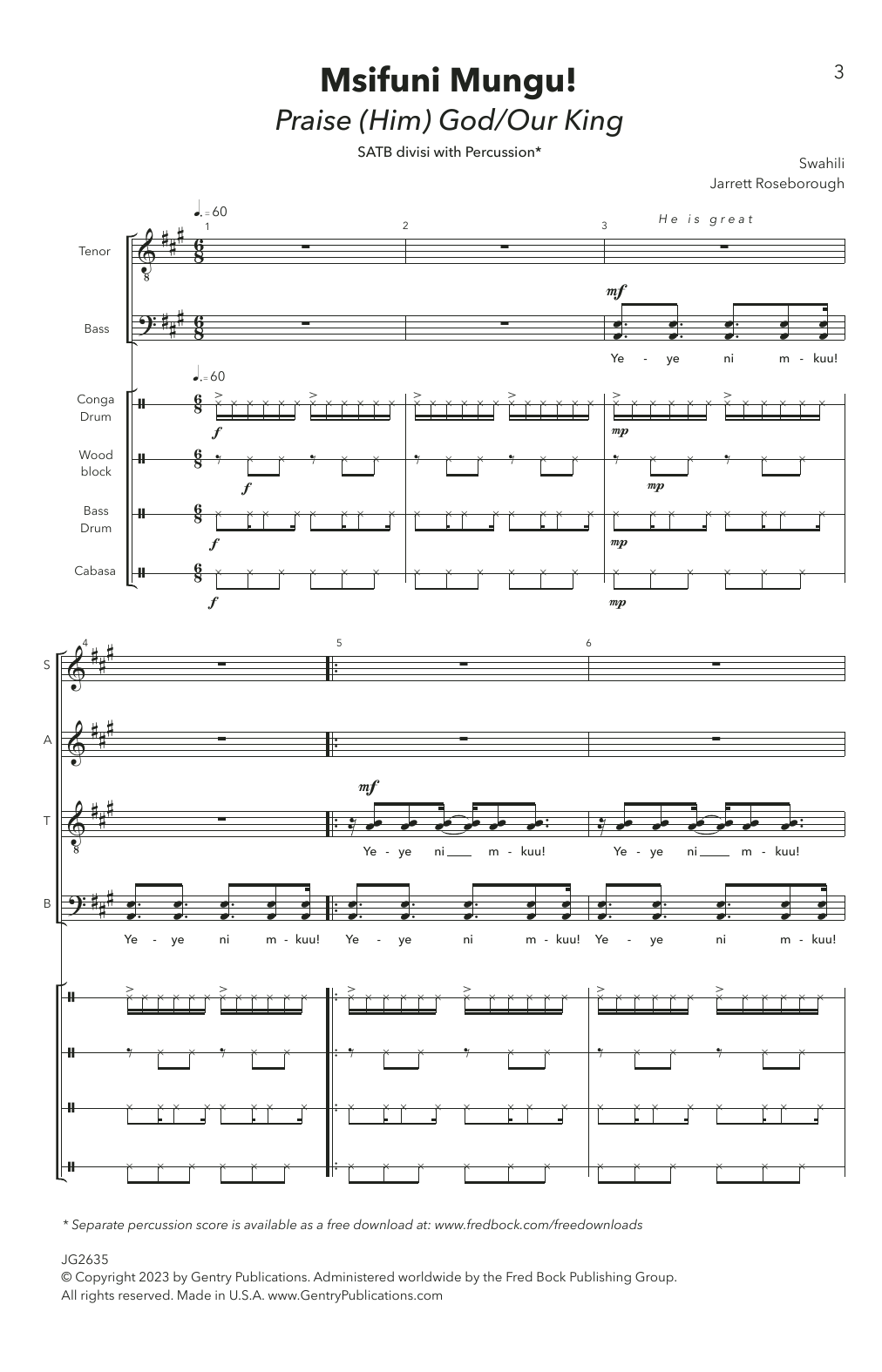 Download Jarrett Roseborough Msifuni Mungu! (Praise (Him) God/Our King) Sheet Music and learn how to play Choir PDF digital score in minutes