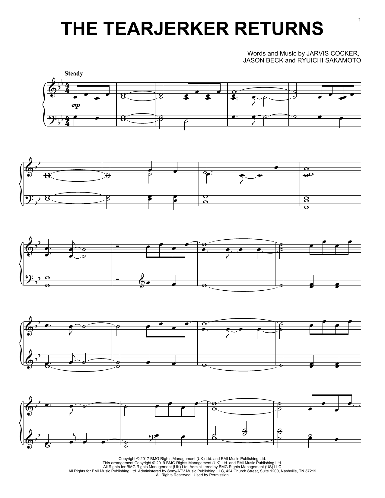 Download Jarvis Cocker & Chilly Gonzales The Tearjerker Returns Sheet Music and learn how to play Piano Solo PDF digital score in minutes