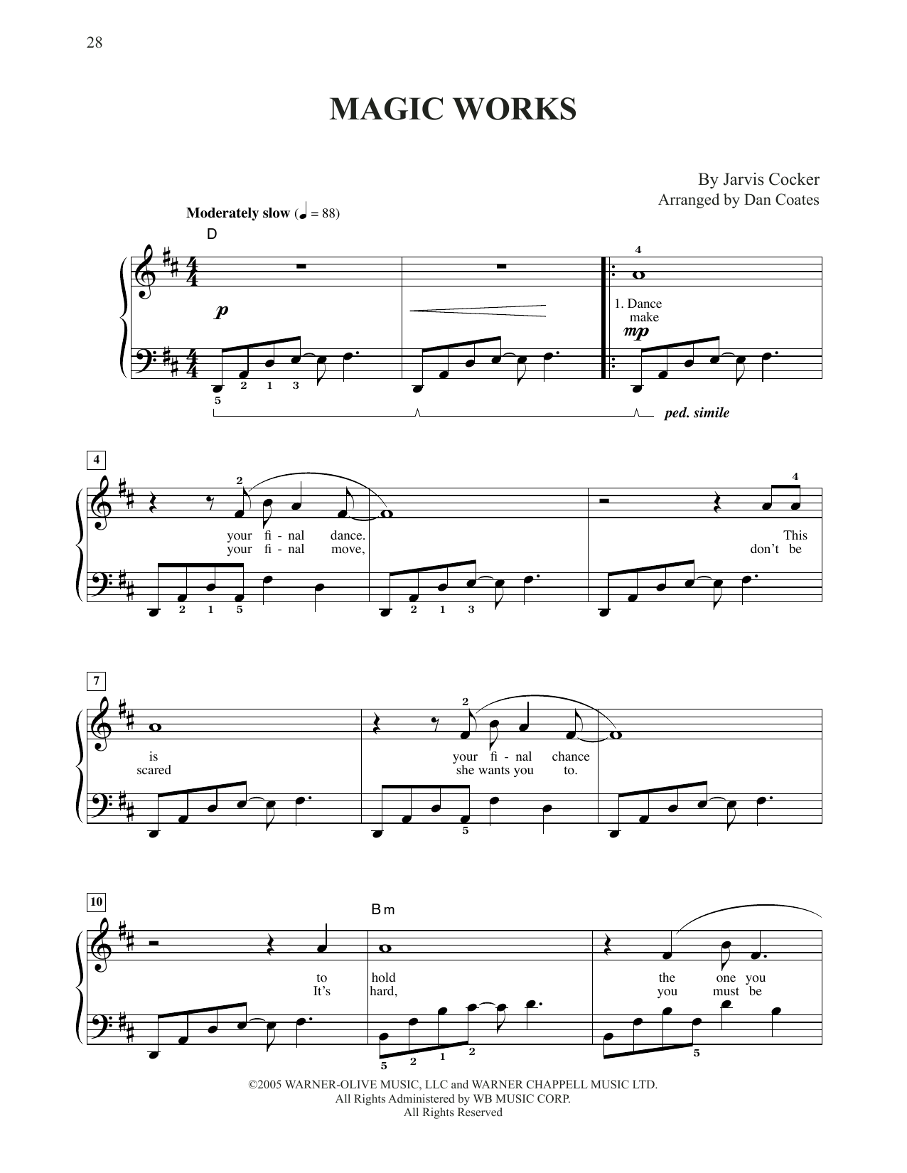 Download Jarvis Cocker Magic Works (from Harry Potter) (arr. Dan Coates) Sheet Music and learn how to play Easy Piano PDF digital score in minutes