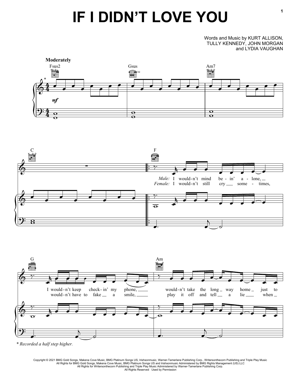 Download Jason Aldean & Carrie Underwood If I Didn't Love You Sheet Music and learn how to play Piano, Vocal & Guitar Chords (Right-Hand Melody) PDF digital score in minutes