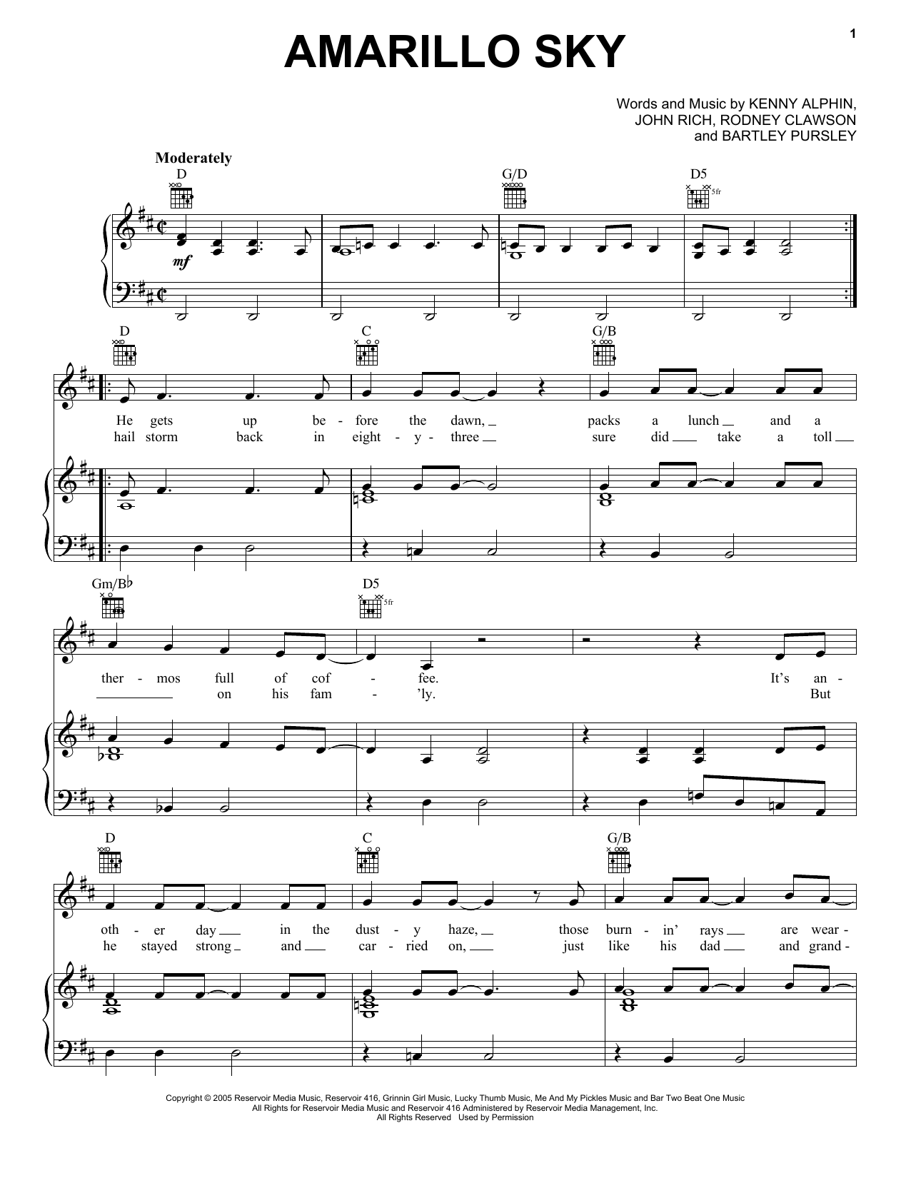 Download Jason Aldean Amarillo Sky Sheet Music and learn how to play Piano, Vocal & Guitar (Right-Hand Melody) PDF digital score in minutes