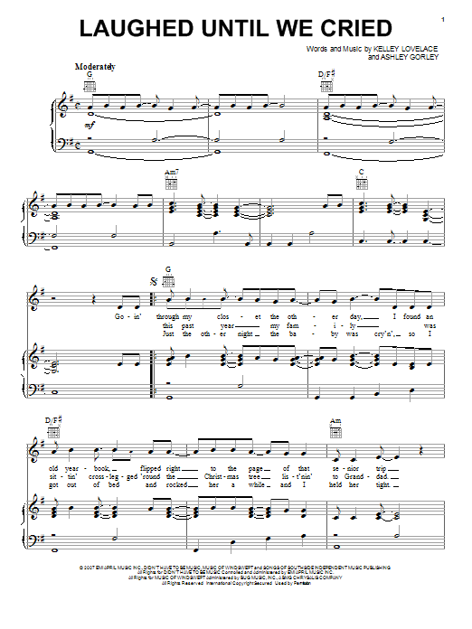 Download Jason Aldean Laughed Until We Cried Sheet Music and learn how to play Piano, Vocal & Guitar (Right-Hand Melody) PDF digital score in minutes