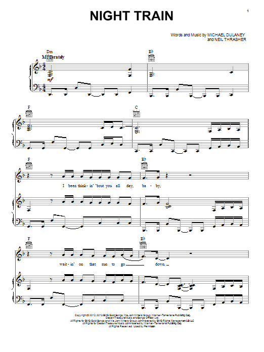 Download Jason Aldean Night Train Sheet Music and learn how to play Piano, Vocal & Guitar (Right-Hand Melody) PDF digital score in minutes