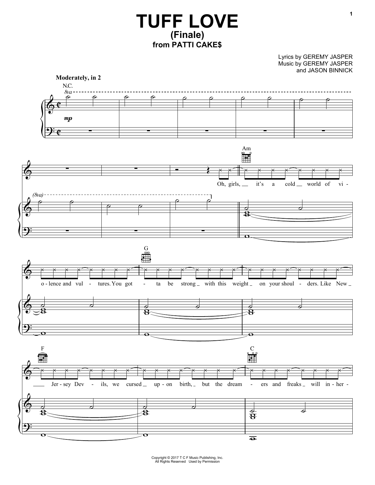 Download Jason Binnick Tuff Love (Finale) Sheet Music and learn how to play Piano, Vocal & Guitar (Right-Hand Melody) PDF digital score in minutes