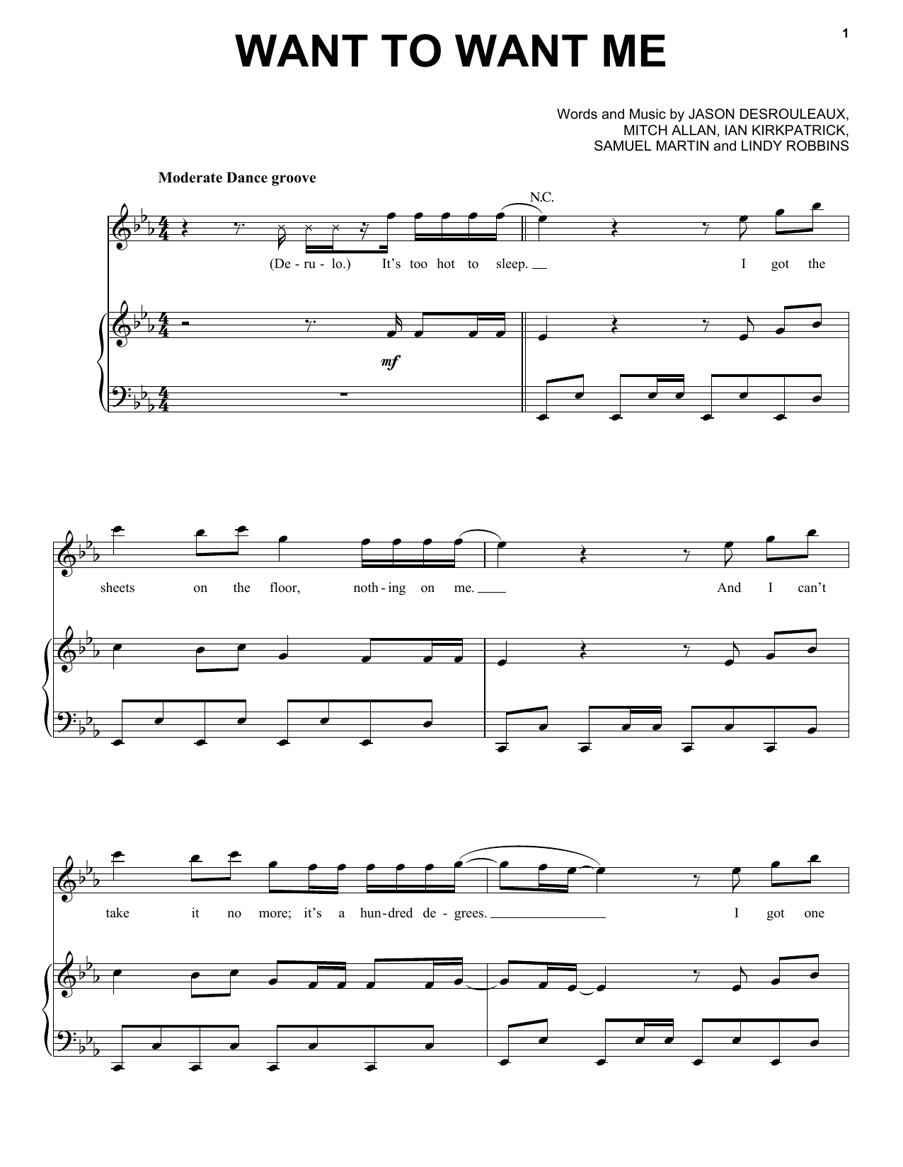 Download Jason Derulo Want To Want Me Sheet Music and learn how to play Easy Piano PDF digital score in minutes