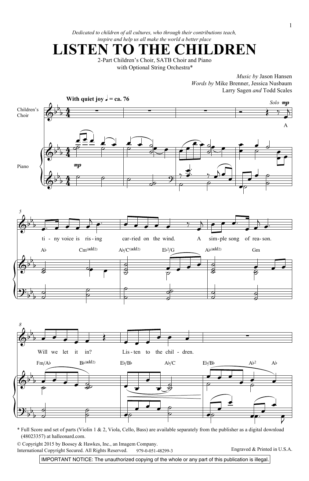 Download Jason Hansen Listen To The Children Sheet Music and learn how to play Choral PDF digital score in minutes