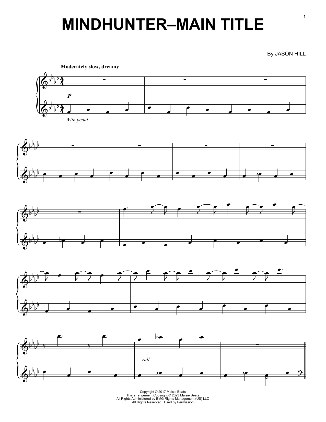 Download Jason Hill Mindhunter - Main Title Sheet Music and learn how to play Piano Solo PDF digital score in minutes