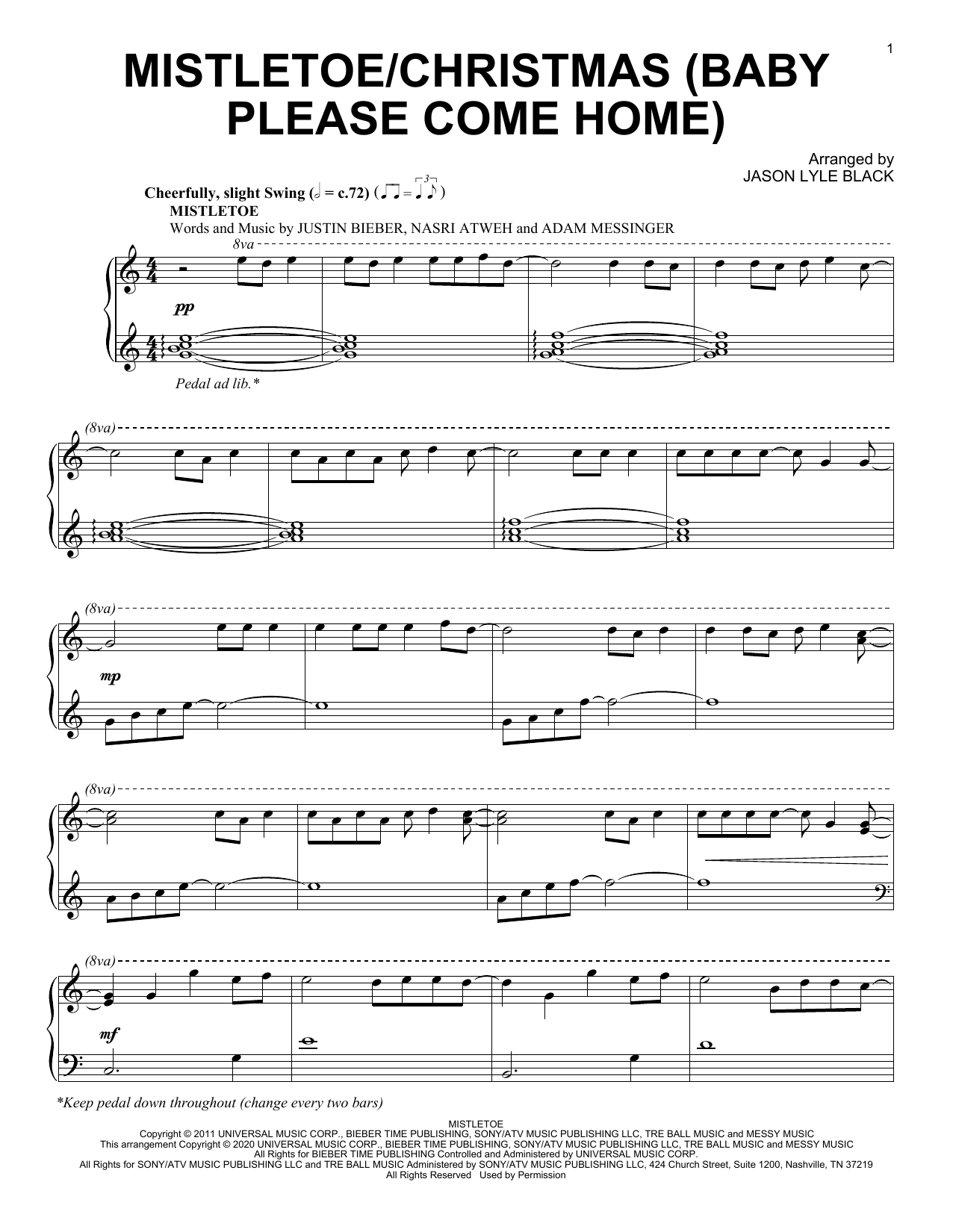 Download Jason Lyle Black Mistletoe/Christmas (Baby Please Come Home) Sheet Music and learn how to play Piano Solo PDF digital score in minutes