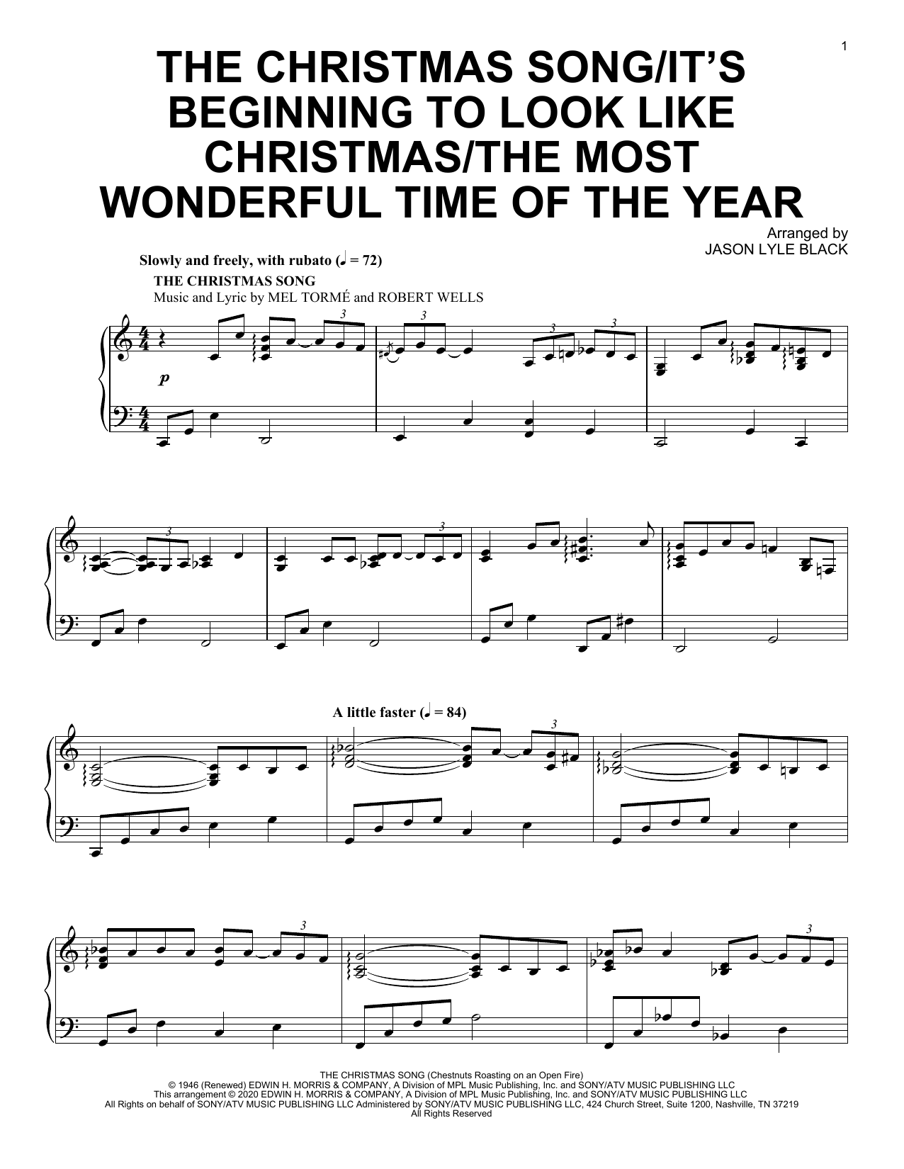 Download Jason Lyle Black The Christmas Song/It's Beginning To Look Like Christmas/The Most Wonderful Time Sheet Music and learn how to play Piano Solo PDF digital score in minutes