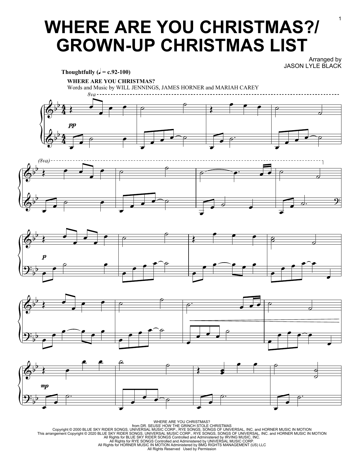 Download Jason Lyle Black Where Are You Christmas?/Grown-Up Christmas List Sheet Music and learn how to play Piano Solo PDF digital score in minutes