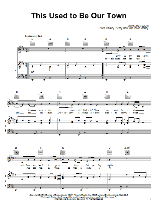 Download Jason McCoy This Used To Be Our Town Sheet Music and learn how to play Piano, Vocal & Guitar (Right-Hand Melody) PDF digital score in minutes