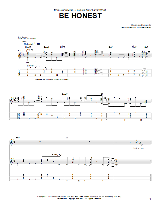 Download Jason Mraz Be Honest Sheet Music and learn how to play Piano, Vocal & Guitar (Right-Hand Melody) PDF digital score in minutes