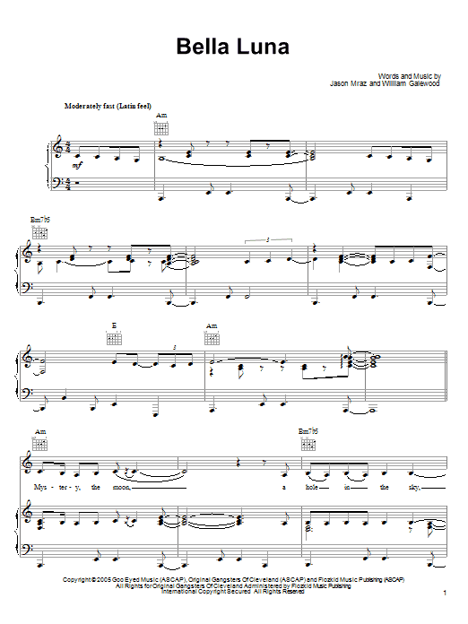 Download Jason Mraz Bella Luna Sheet Music and learn how to play Ukulele with strumming patterns PDF digital score in minutes