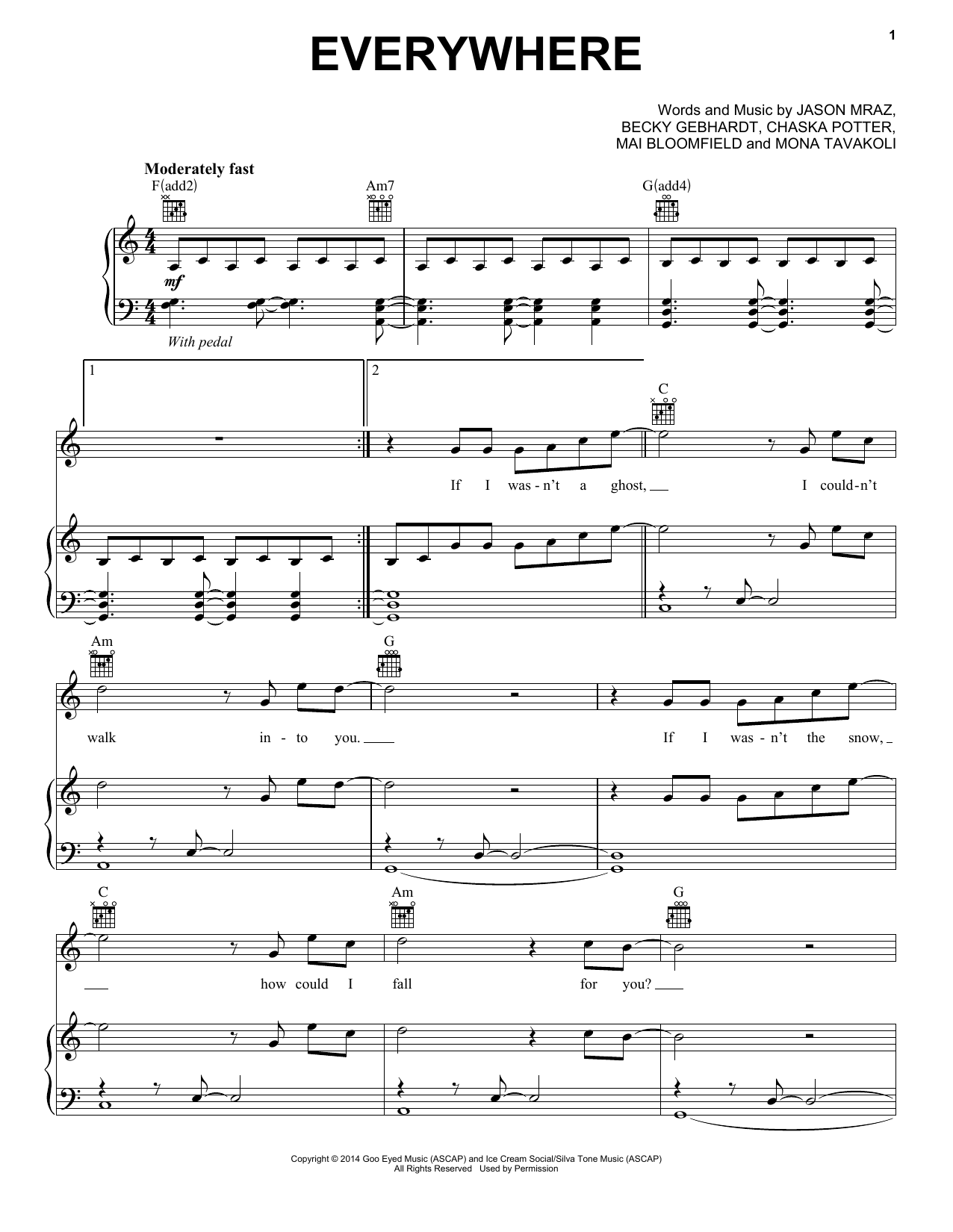 Download Jason Mraz Everywhere Sheet Music and learn how to play Guitar Tab PDF digital score in minutes